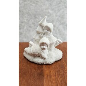 Bisque Babies Playing By‎ Christmas Tree Small Figurine Sparkly Vintage 398